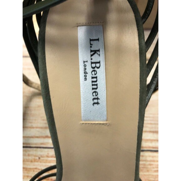 L.K. Bennett Lilybell Olive Green Suede Strappy Shoe Size 40.5 US 9.5 NWOB - Picture 3 of 7